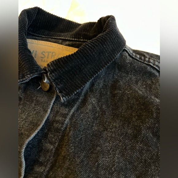 RARE VTG Made In The USA Levi’s Denim Long Trucker Jacket Coat Corduroy Collar - Picture 4 of 15